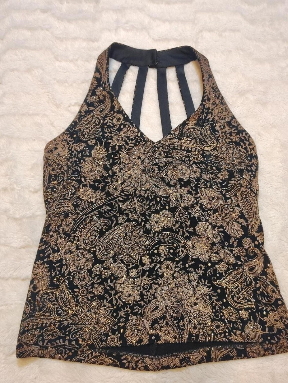 XScape NWT Black And Gold Halter Top